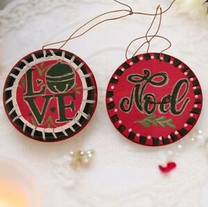 Hand Crafted Red and Green Holiday Ornaments